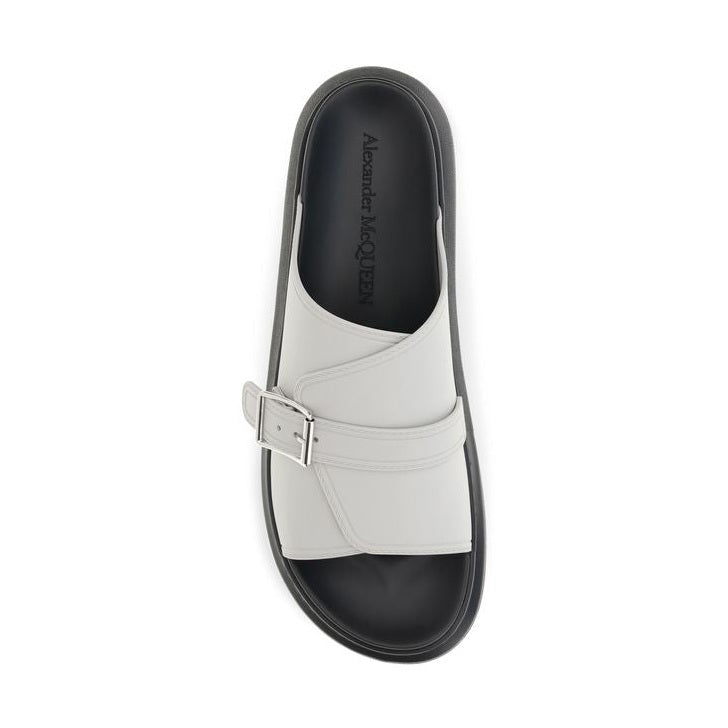 Alexander McQueen Gray Calf Leather Bos Taurus Platform Sandals
