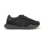 Dolce & Gabbana Black Calf Leather Bos Taurus Chunky Sneakers