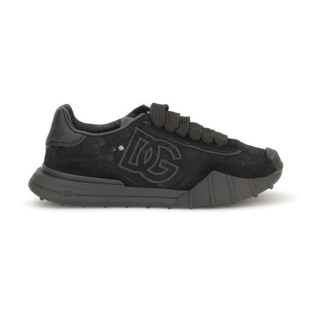 Dolce & Gabbana Black Calf Leather Bos Taurus Chunky Sneakers