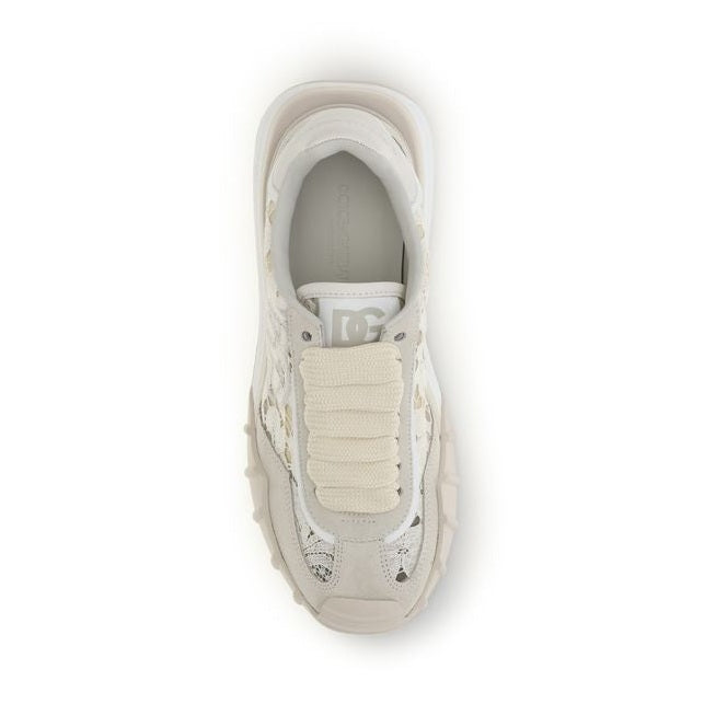 Dolce & Gabbana Beige Calf Leather Bos Taurus Sneakers