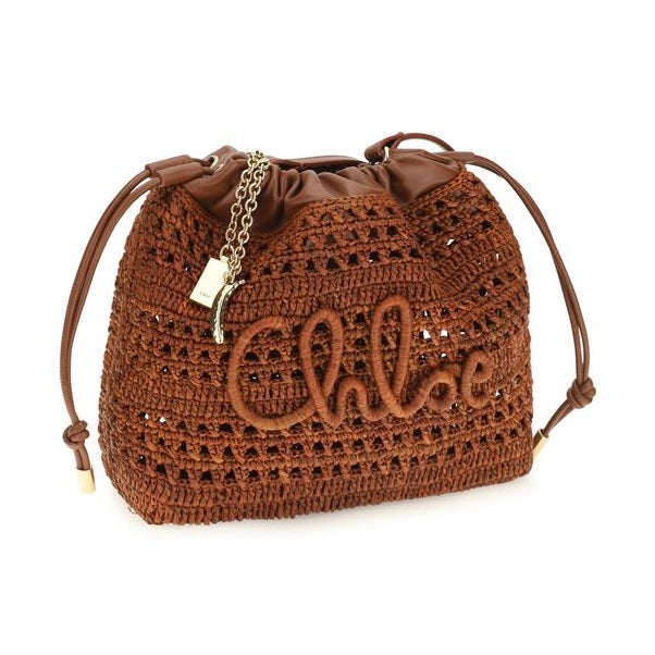 Chloé Brown Raffia Shoulder Bag