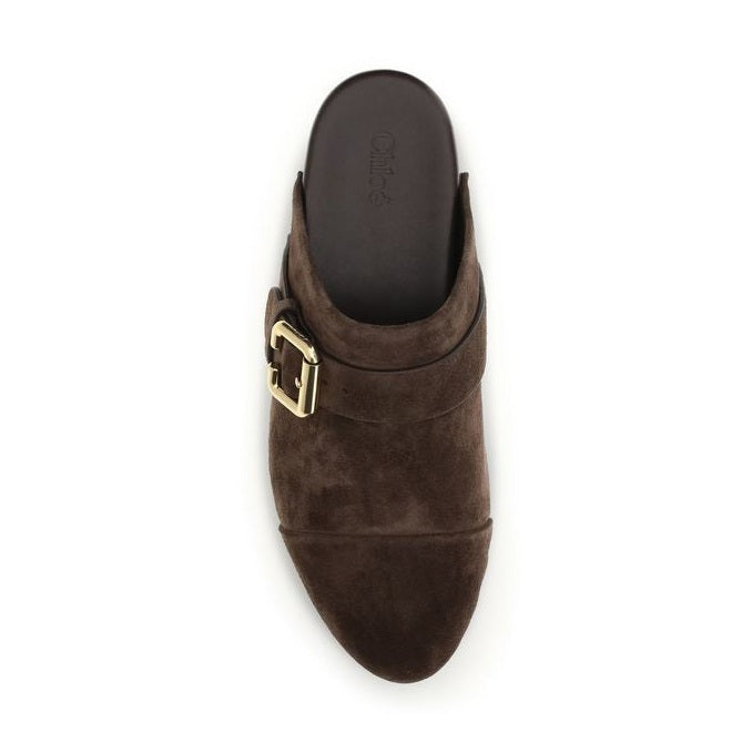 Chloé Brown Calf Leather Bos Taurus Clogs