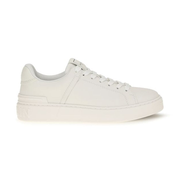 Balmain White Calf Leather Bos Taurus Athletic Sneakers