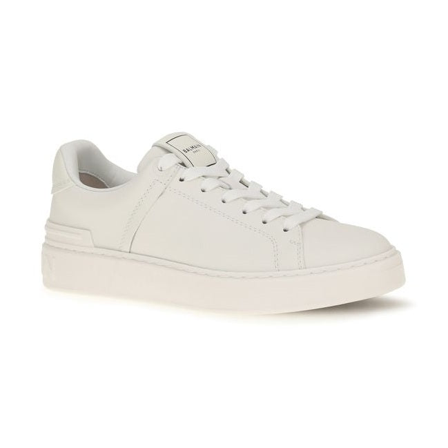 Balmain White Calf Leather Bos Taurus Athletic Sneakers