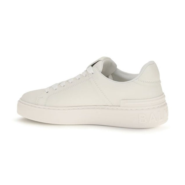 Balmain White Calf Leather Bos Taurus Athletic Sneakers