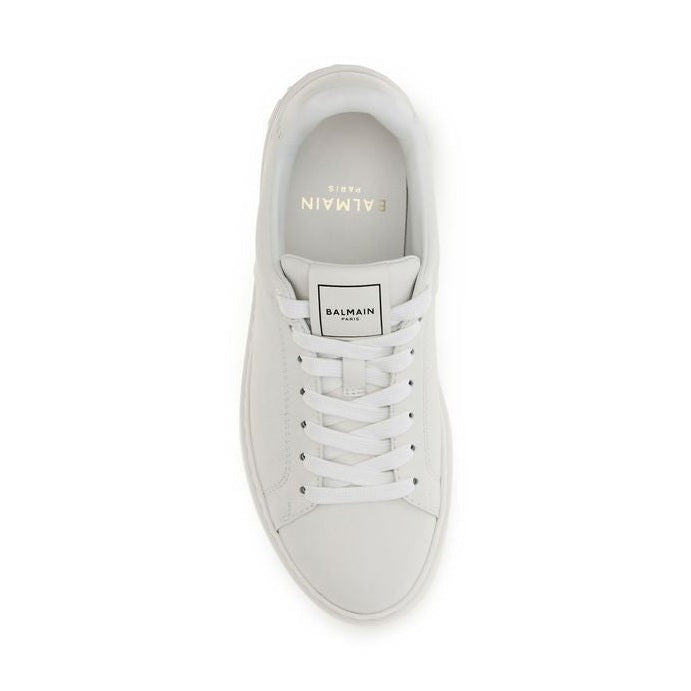 Balmain White Calf Leather Bos Taurus Athletic Sneakers