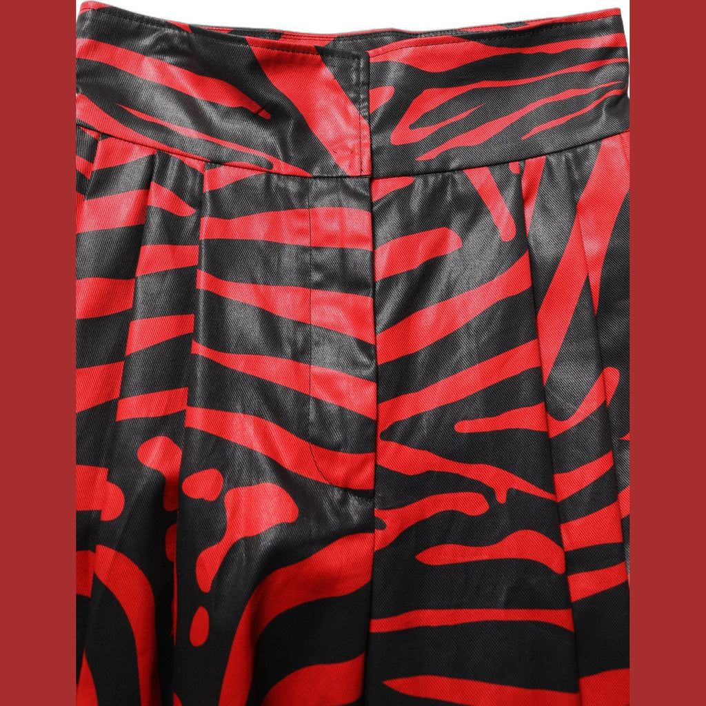 Red Black Zebra Print Cotton HighWaist Pants