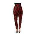 Red Black Zebra Print Cotton HighWaist Pants