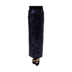 Dolce & Gabbana Blue Sequin High Waist PencilCut Midi Skirt