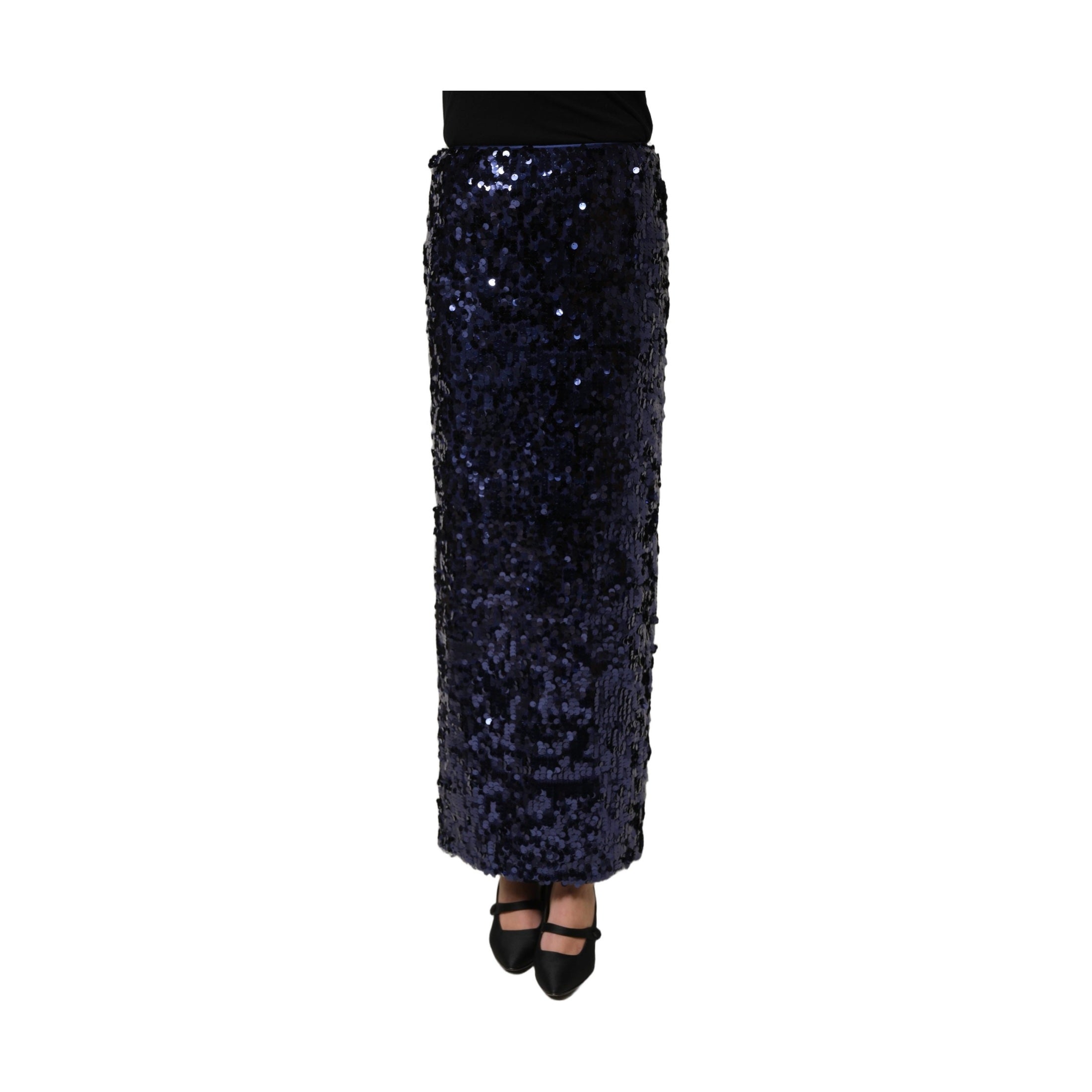 Dolce & Gabbana Blue Sequin High Waist PencilCut Midi Skirt