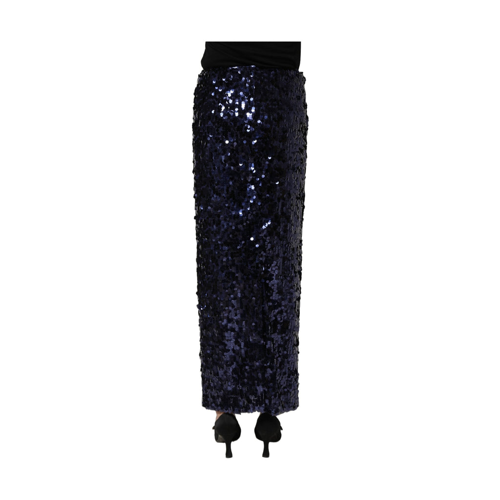 Dolce & Gabbana Blue Sequin High Waist PencilCut Midi Skirt