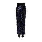 Dolce & Gabbana Blue Sequin High Waist PencilCut Midi Skirt