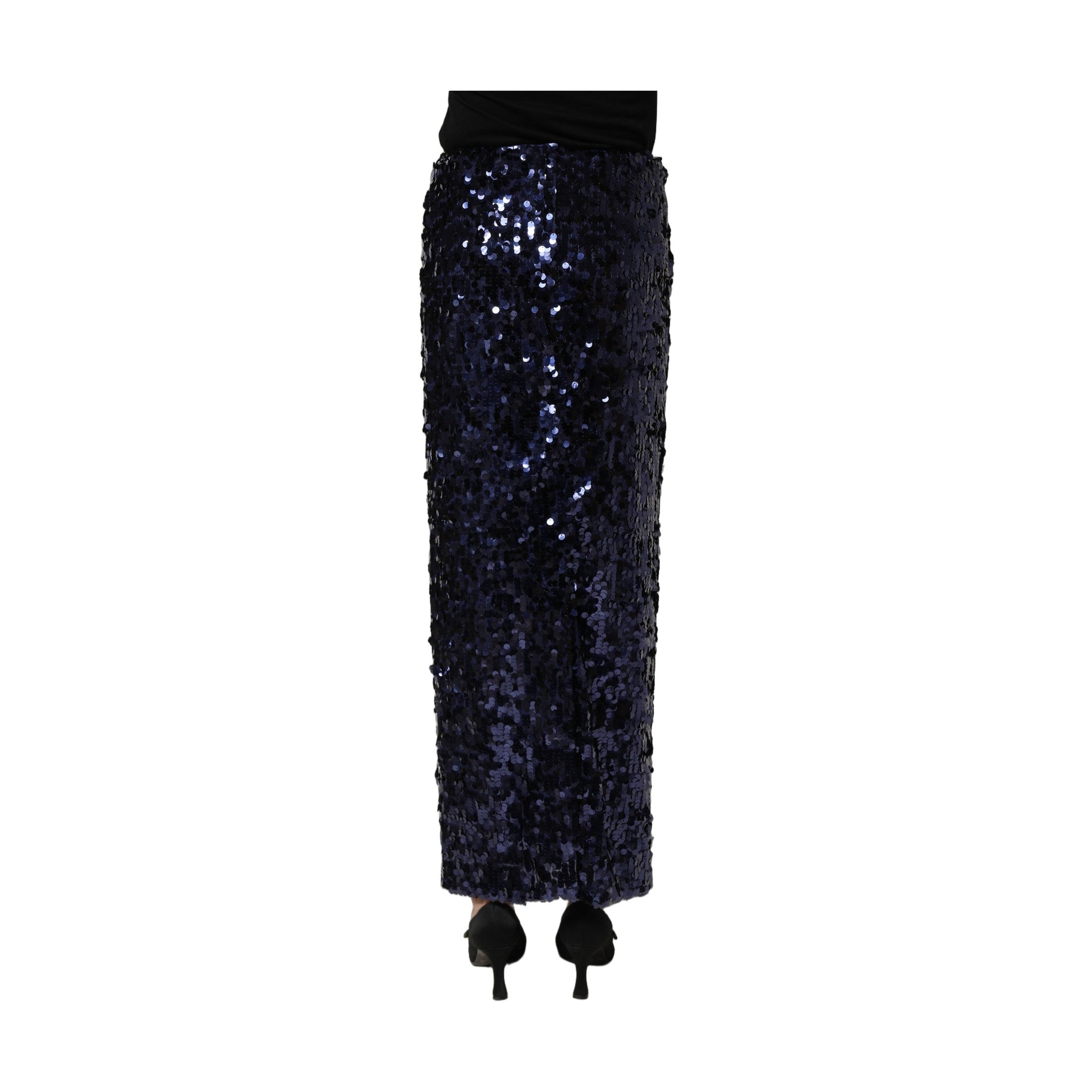 Dolce & Gabbana Blue Sequin High Waist PencilCut Midi Skirt