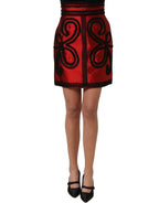 Dolce & Gabbana Red Soutache Embroidery A-line Mini Skirt