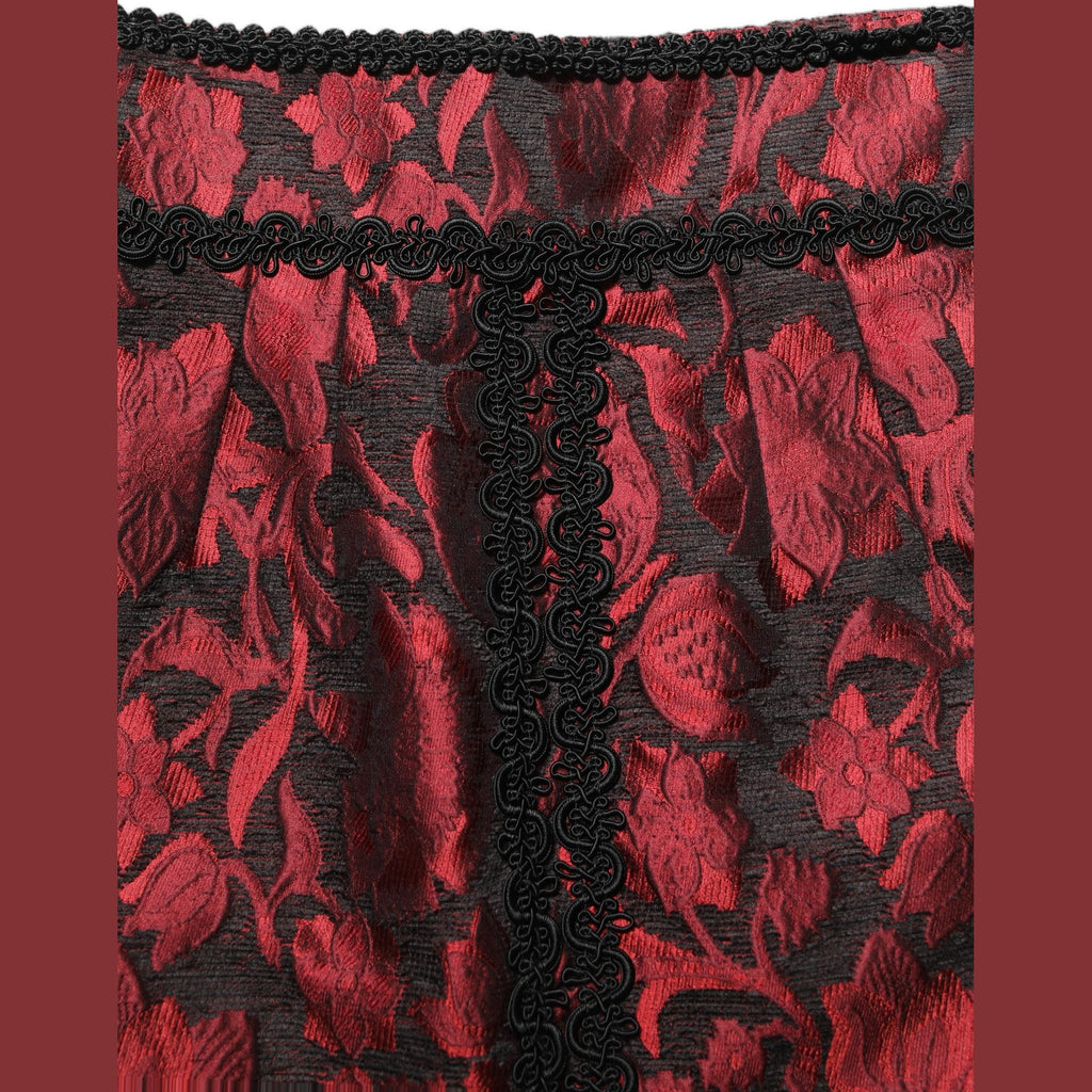 Dolce & Gabbana Red Black Floral Lace Jacquard Mini Skirt