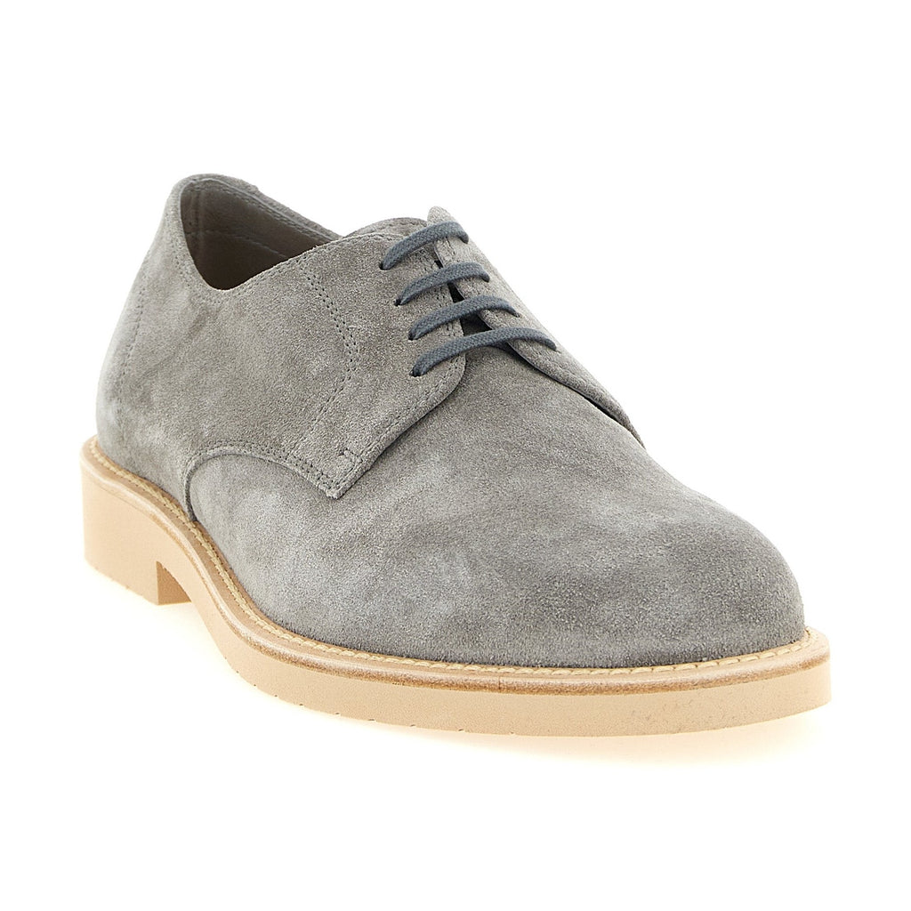 Brunello Cucinelli Gray Leather Oxfords And Derbies