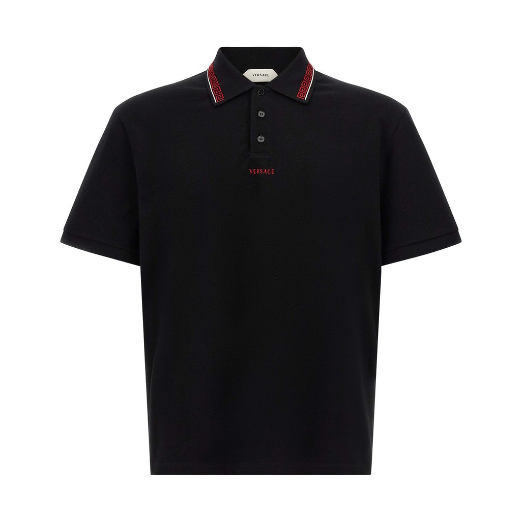 Versace Black Cotton Polo Shirt