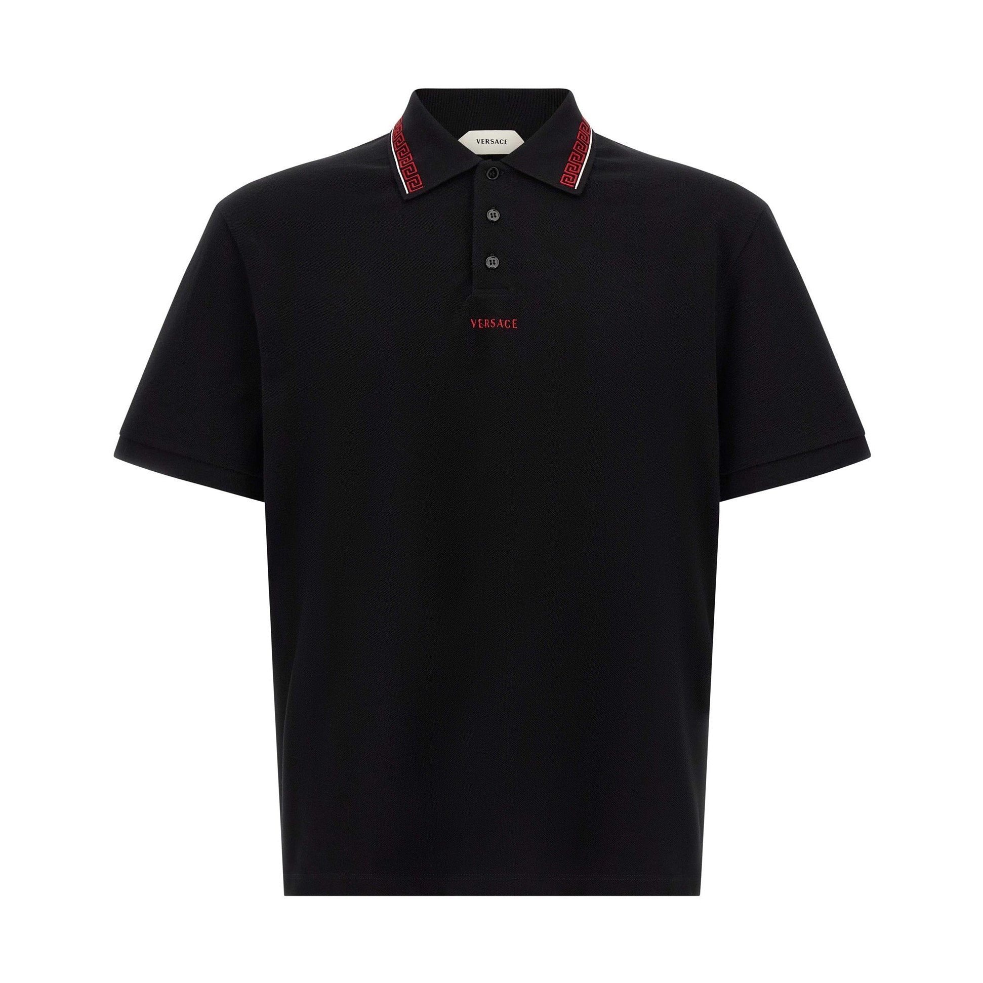 Versace Black Cotton Polo Shirt
