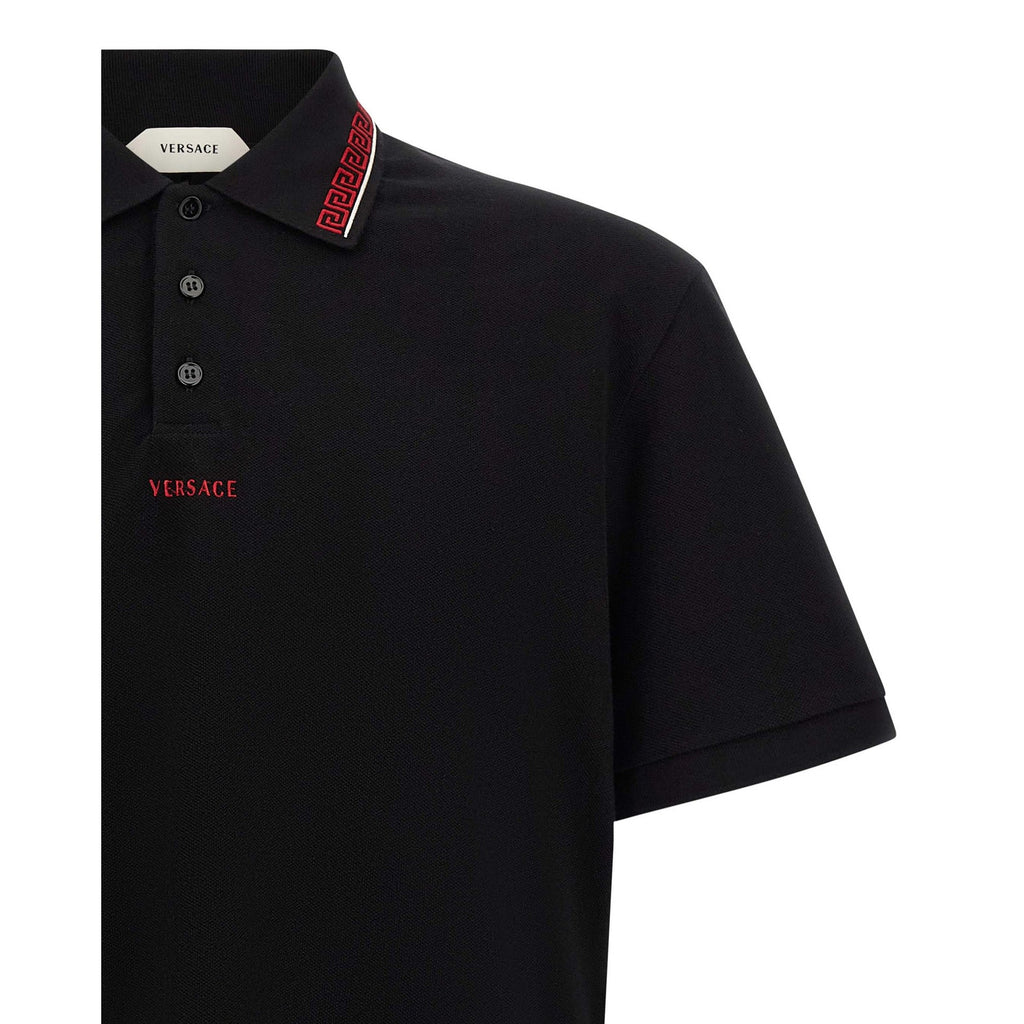 Versace Black Cotton Polo Shirt
