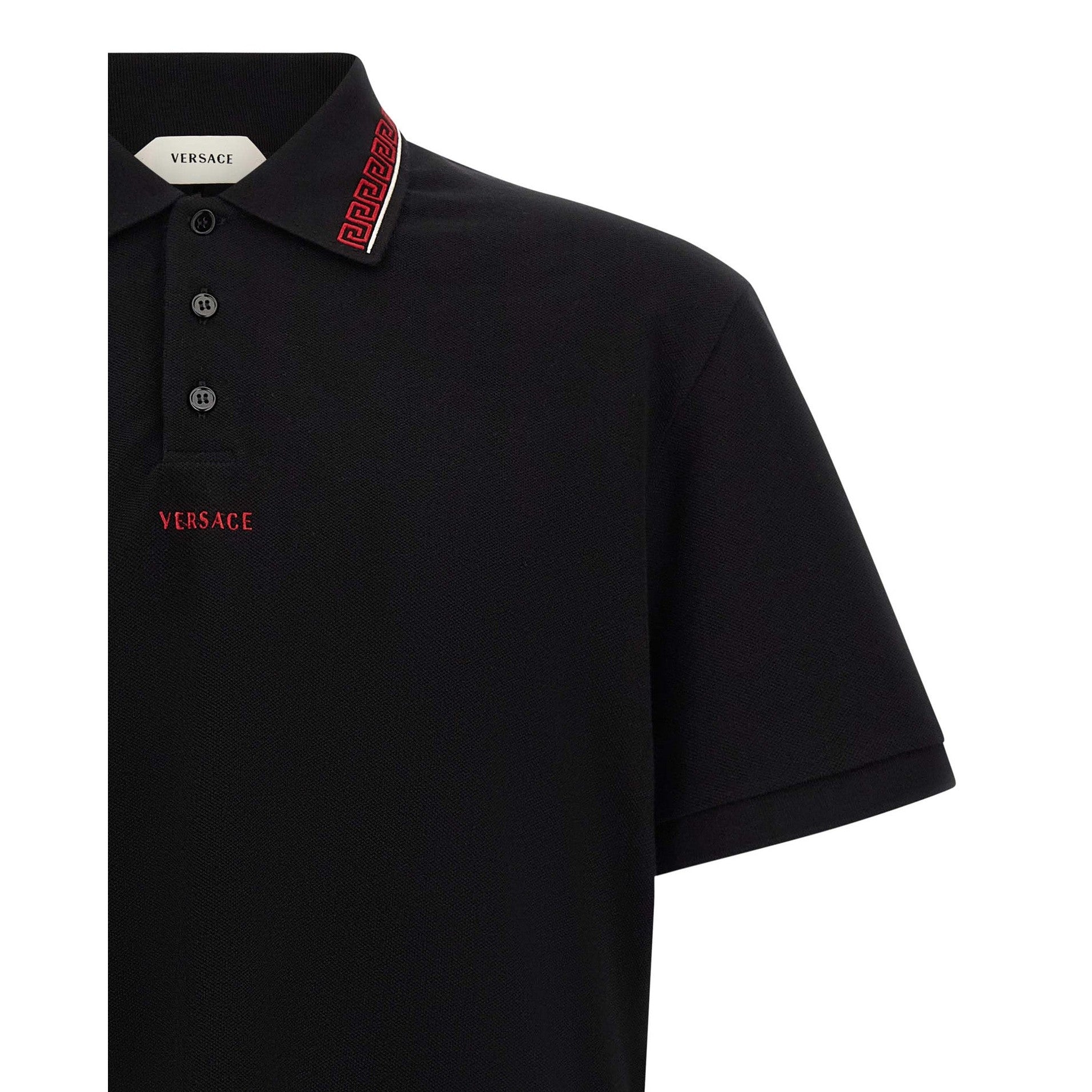 Versace Black Cotton Polo Shirt