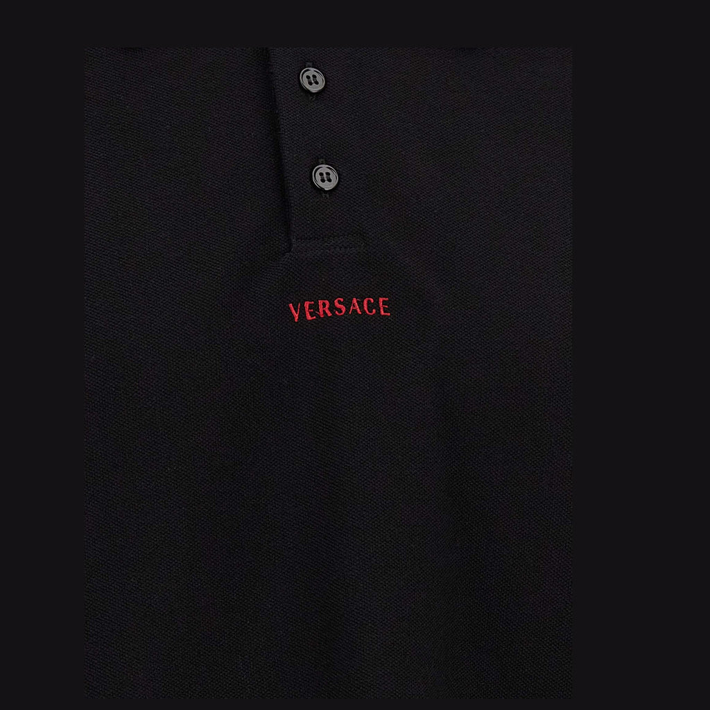 Versace Black Cotton Polo Shirt