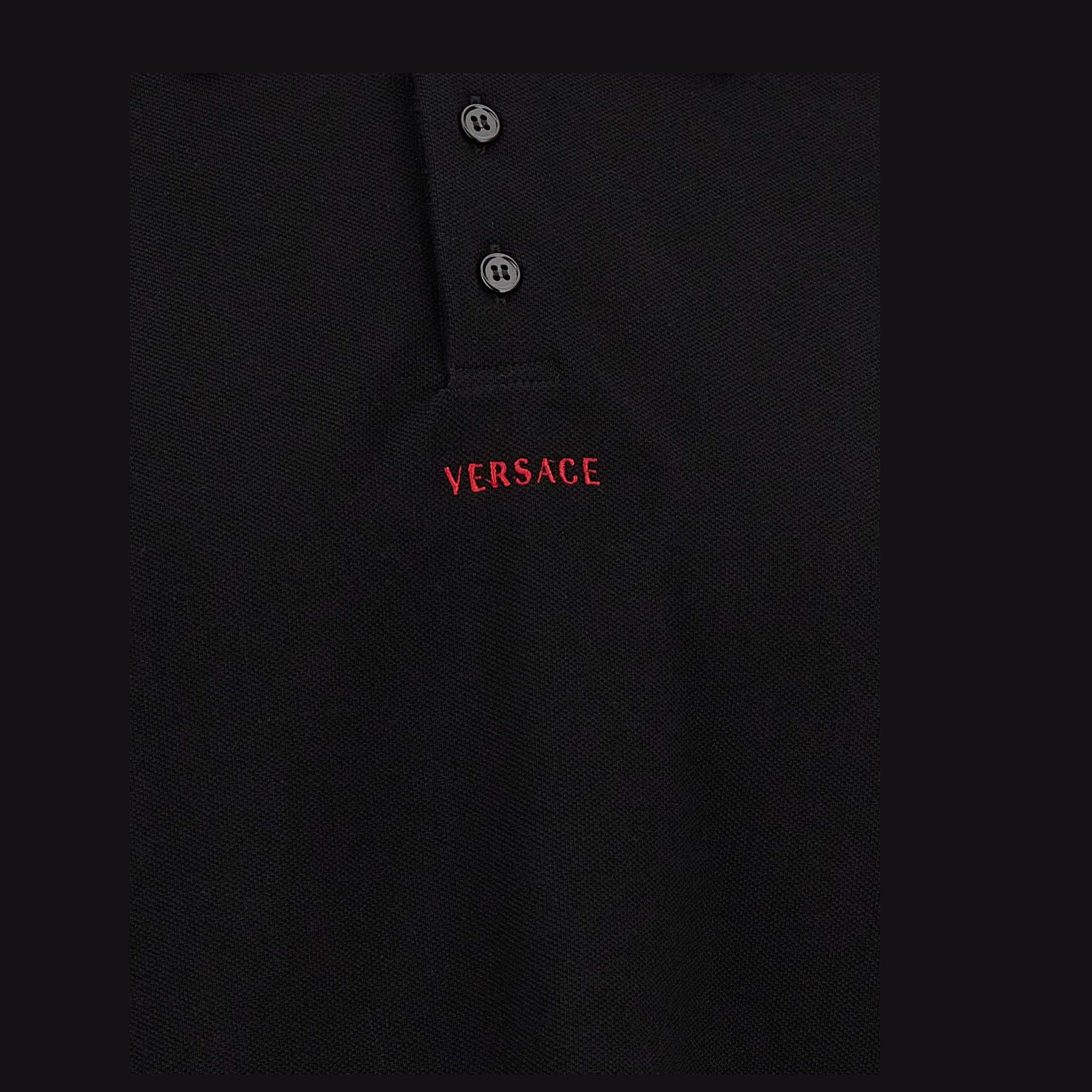 Versace Black Cotton Polo Shirt