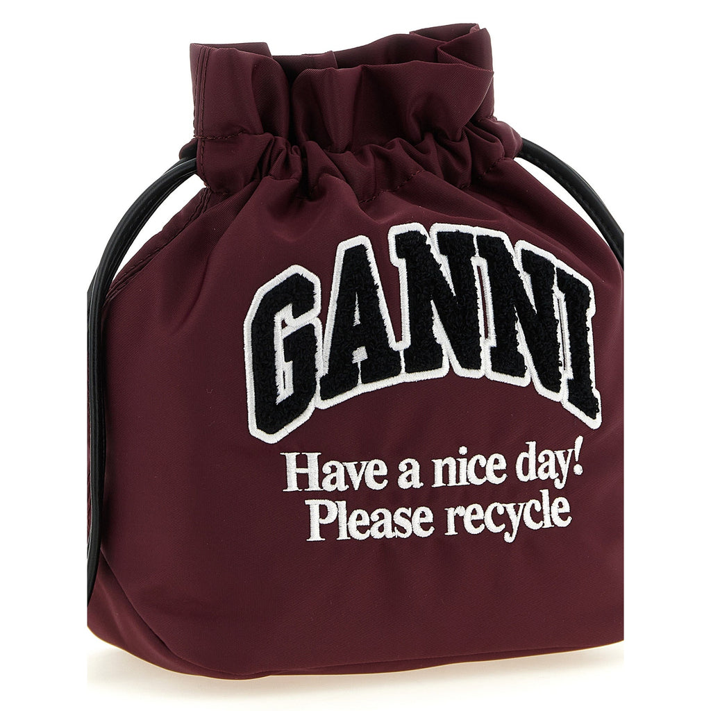 Ganni Bordeaux Recycled Polyamide Clutch Bag