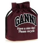 Ganni Bordeaux Recycled Polyamide Clutch Bag