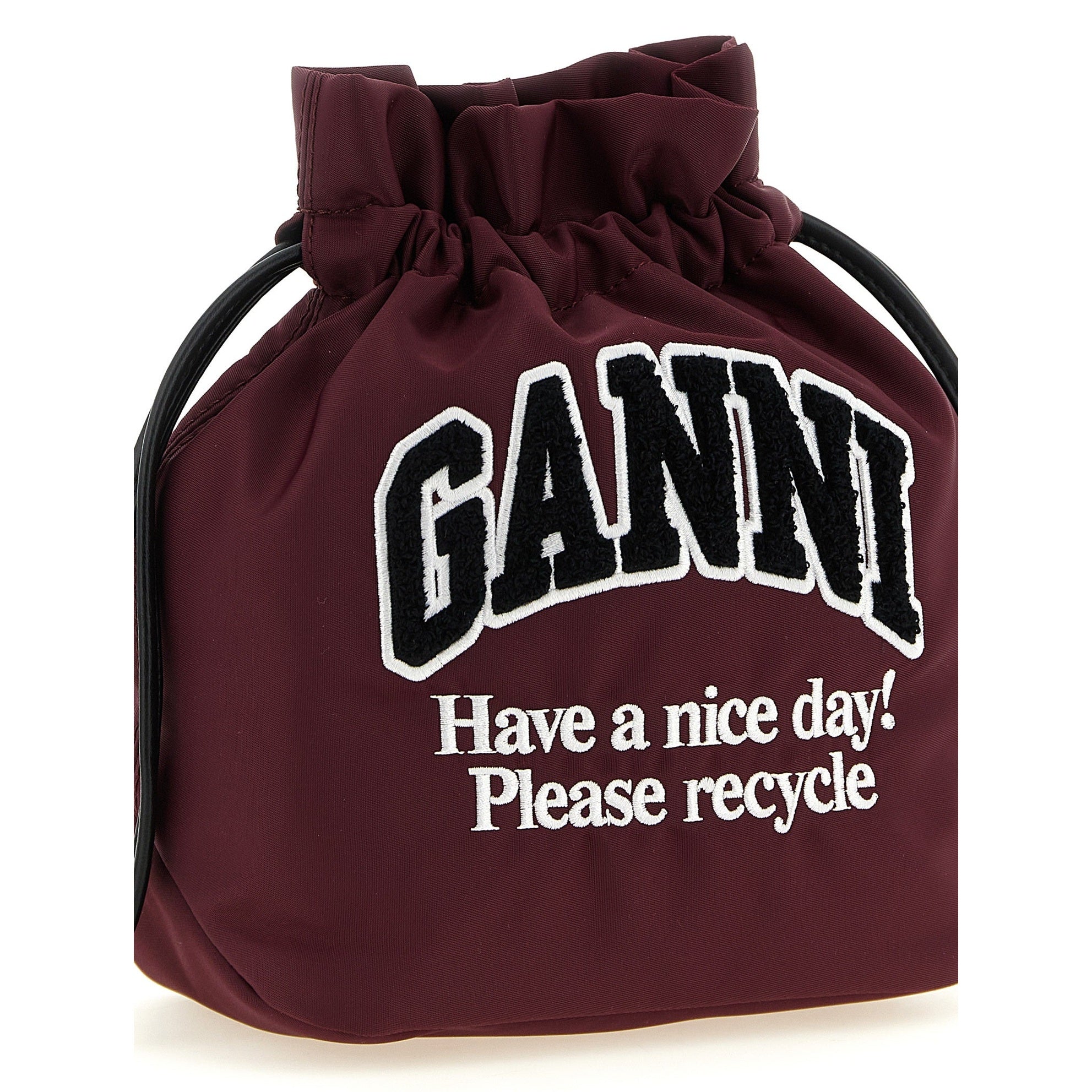 Ganni Bordeaux Recycled Polyamide Clutch Bag