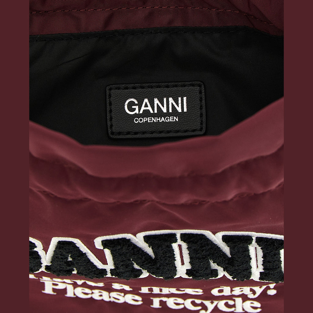 Ganni Bordeaux Recycled Polyamide Clutch Bag
