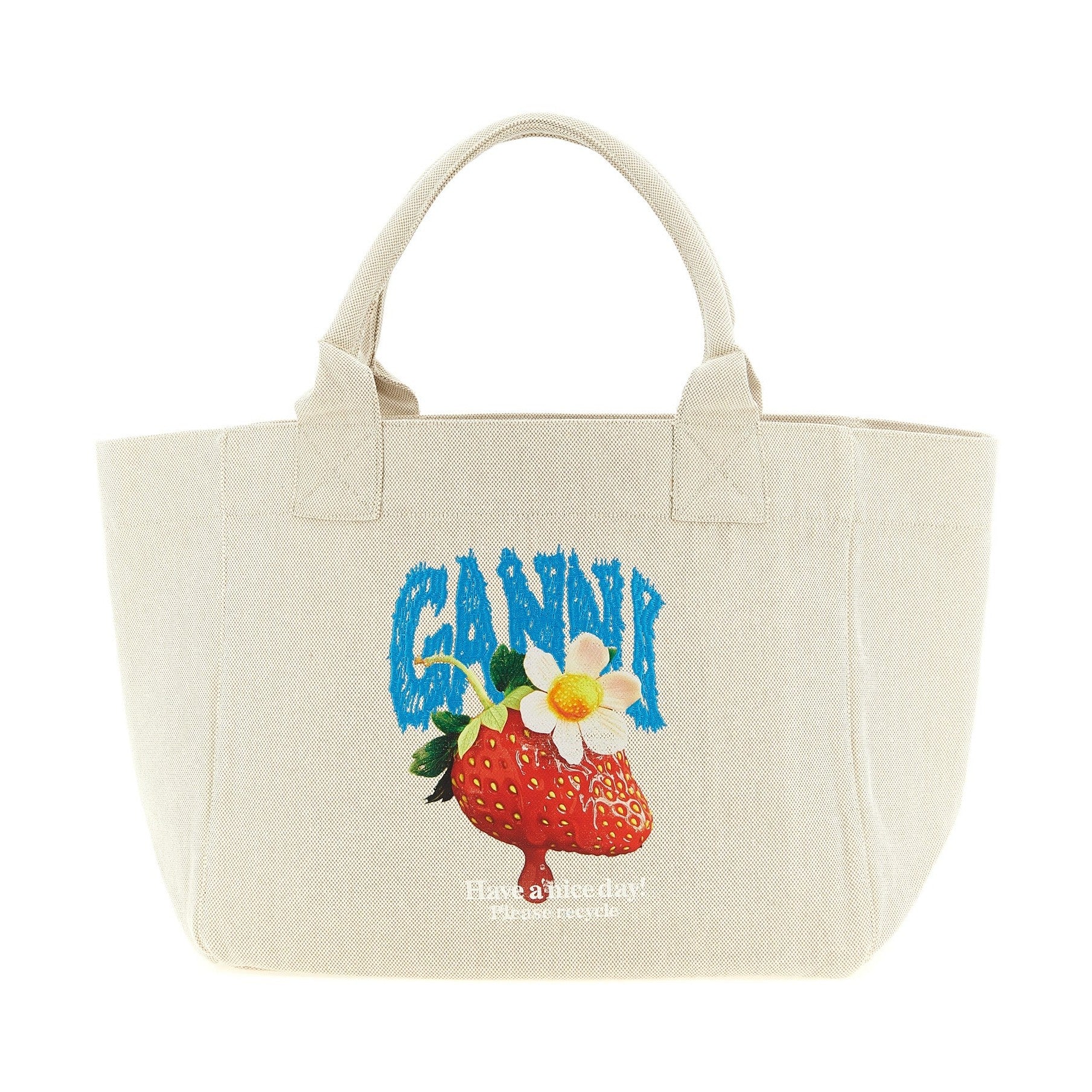 Ganni Beige Recycled Cotton Tote Bag