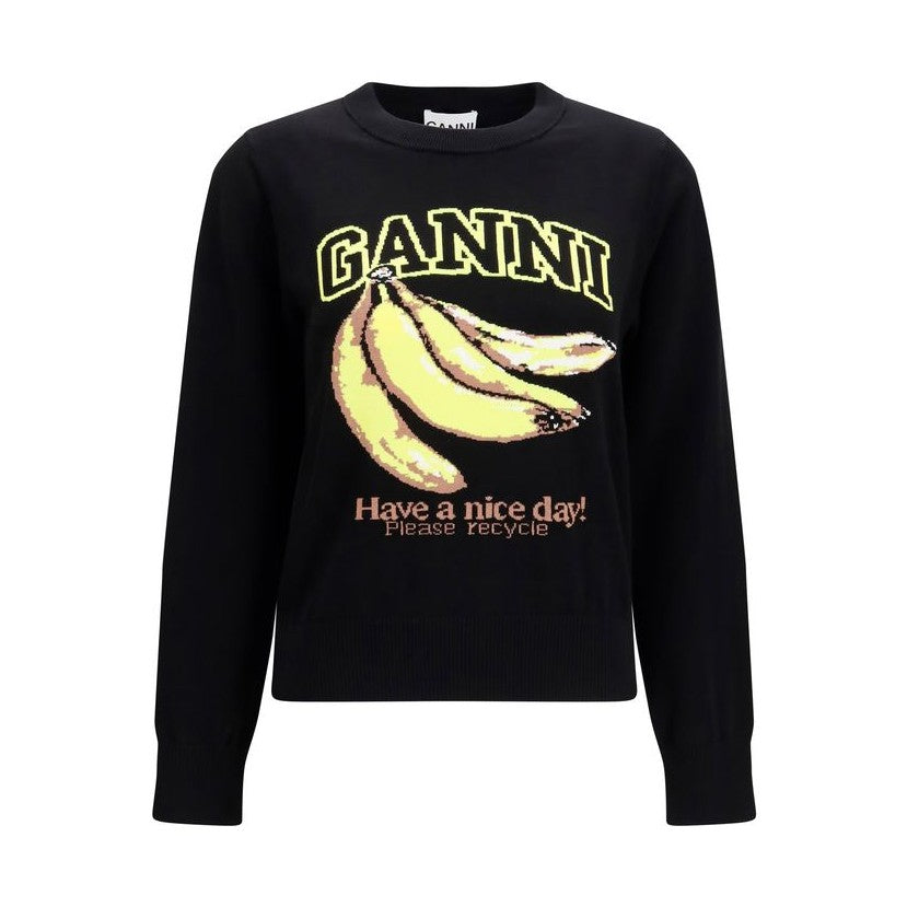 Ganni Black Cotton Sweatshirt