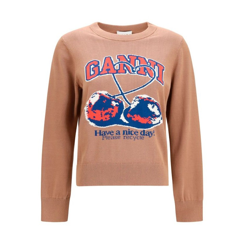 Ganni Beige Cotton Sweatshirt