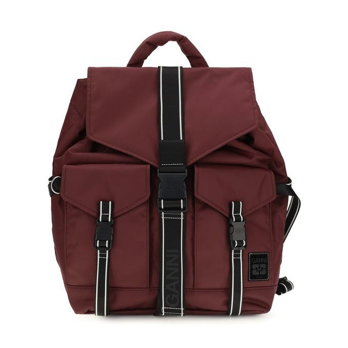 Ganni Bordeaux Recycled Polyamide Backpack