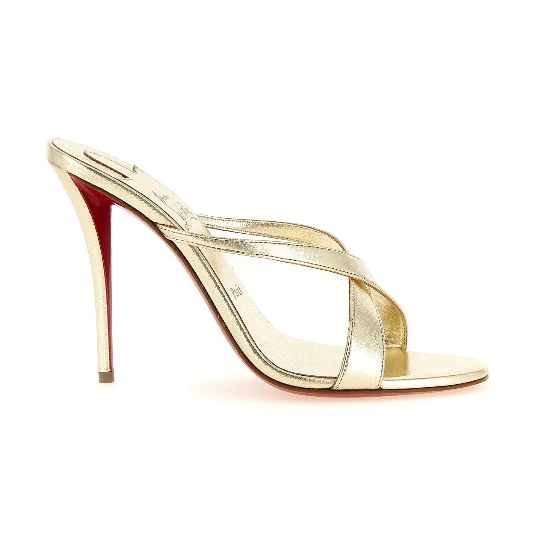 Christian Louboutin Gold Lambskin Stiletto Heel Sandals