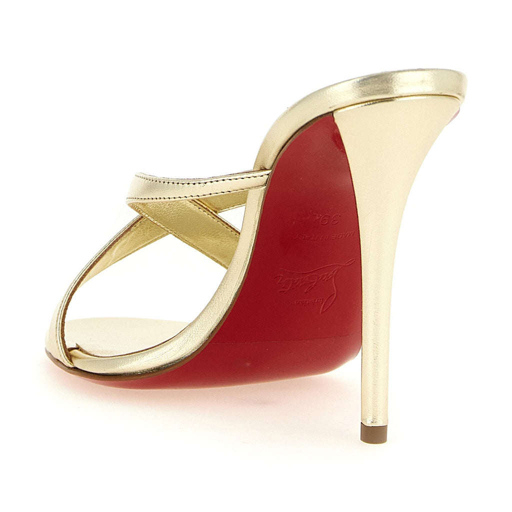 Christian Louboutin Gold Lambskin Stiletto Heel Sandals
