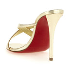 Christian Louboutin Gold Lambskin Stiletto Heel Sandals