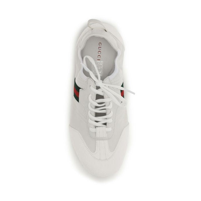 Gucci White Calf Leather Bos Taurus Low Top Sneakers