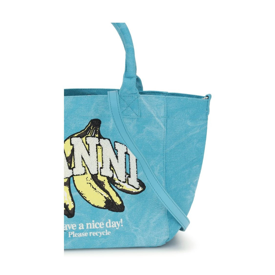 Ganni Blue Recycled Cotton Shoulder Bag