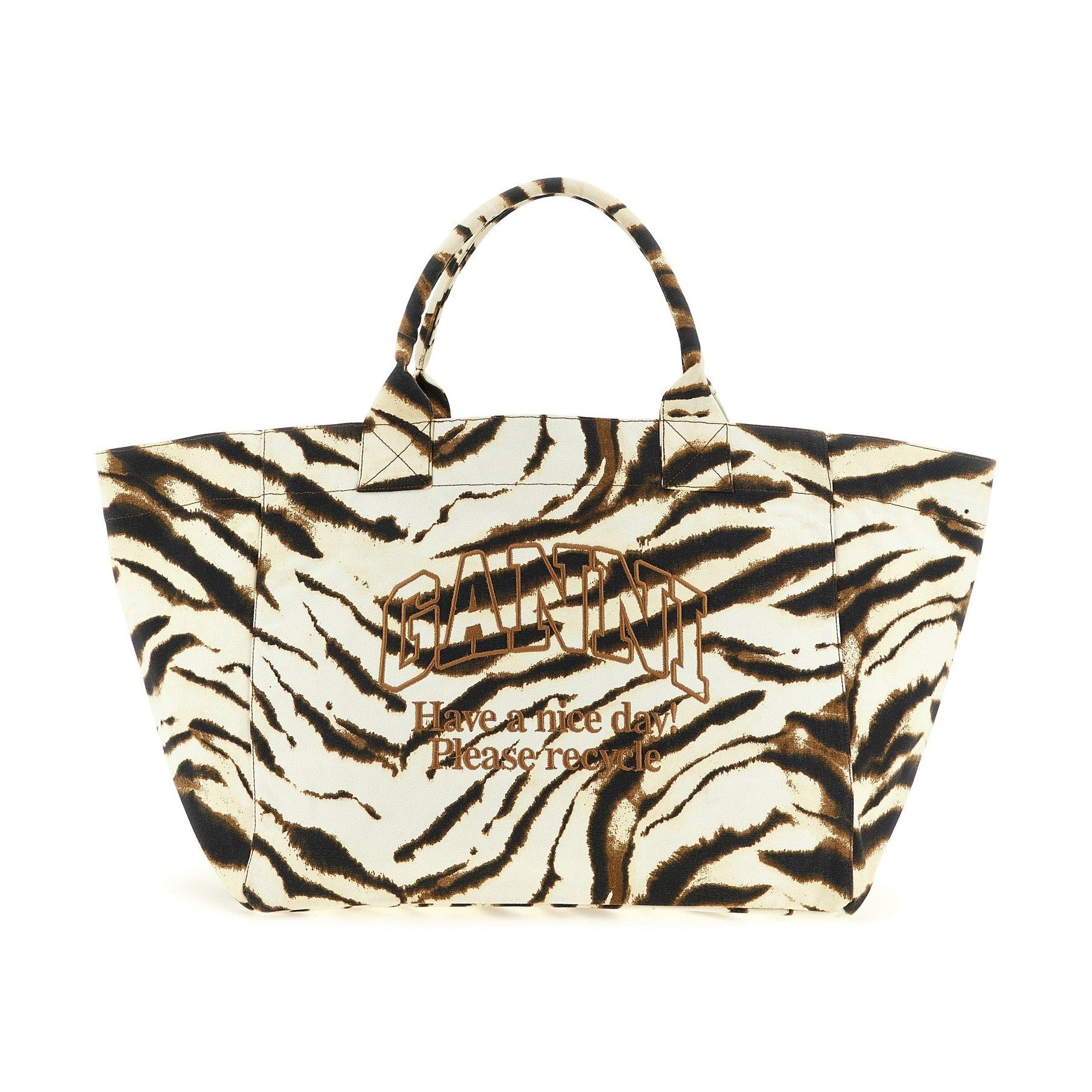 Ganni Beige Recycled Cotton Tote Bag
