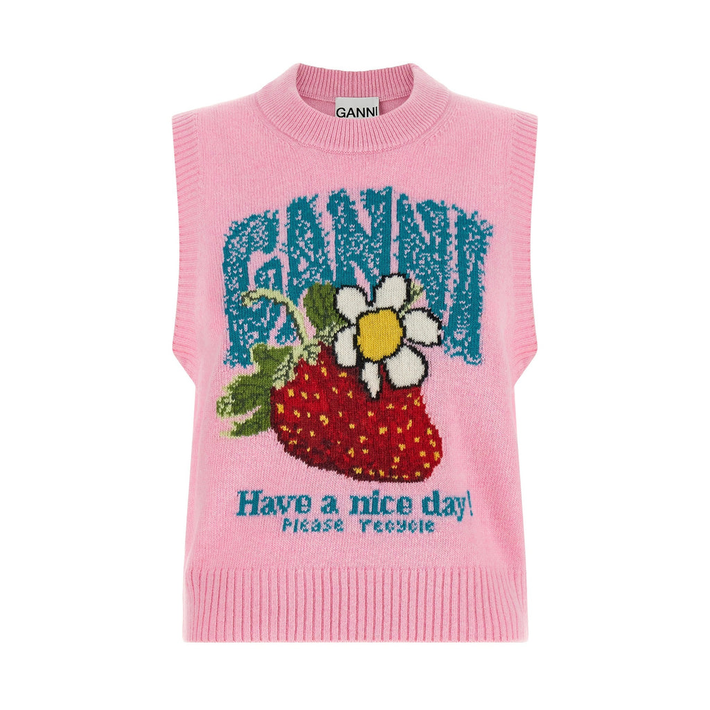 Ganni Multicolor Wool Sleeveles Sweater