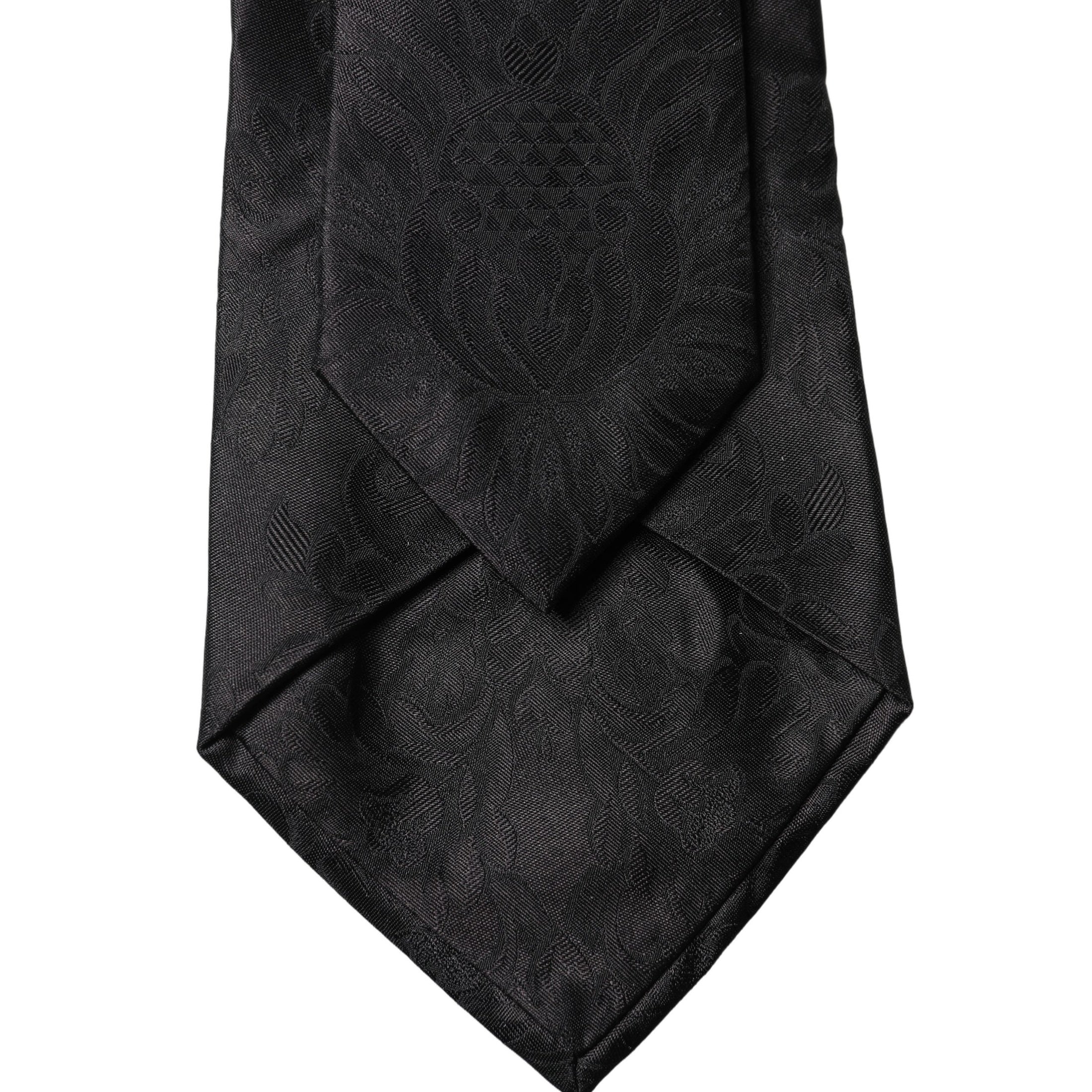 Dolce & Gabbana Black Paisley Woven Silk Adjustable Women Necktie Tie
