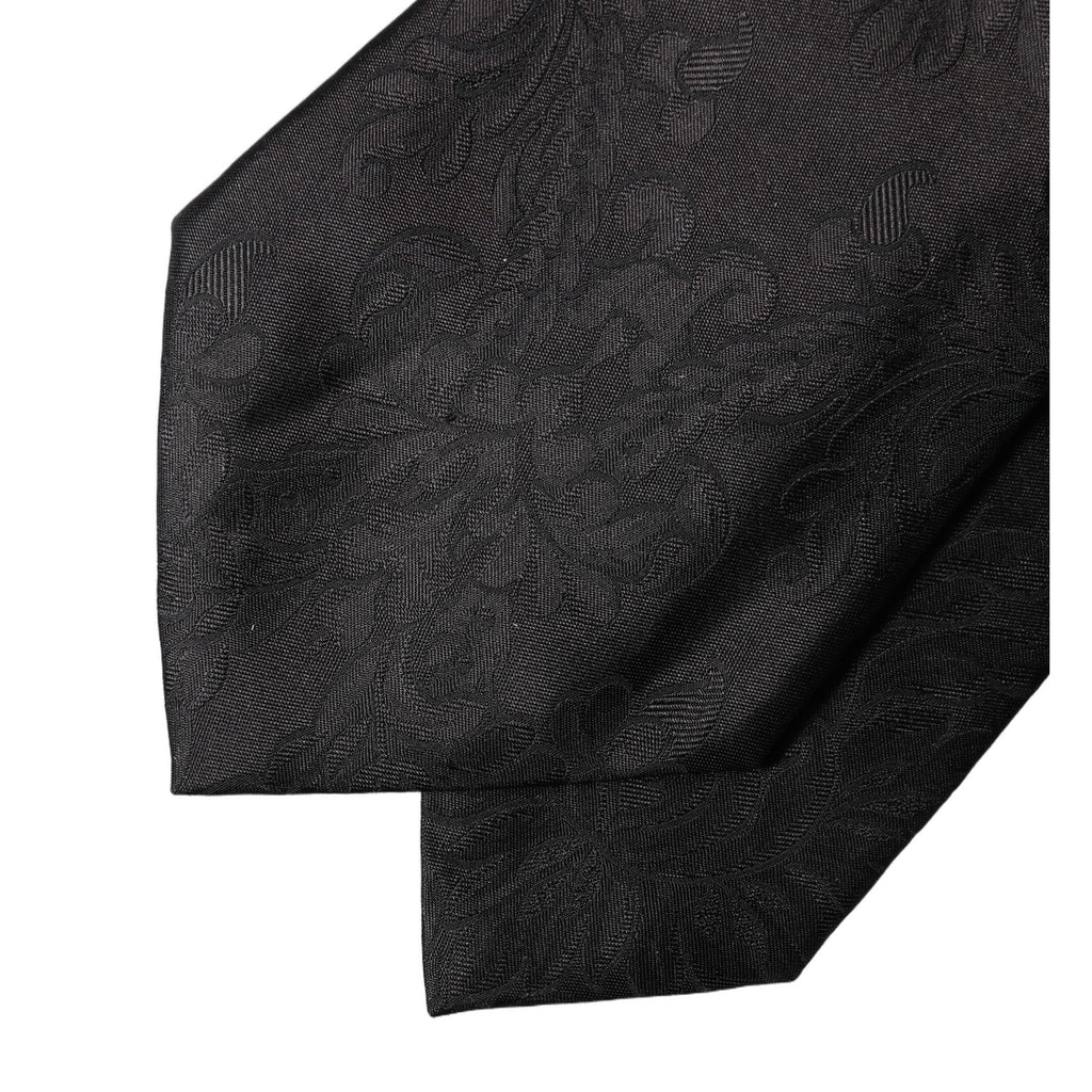 Dolce & Gabbana Black Paisley Woven Silk Adjustable Women Necktie Tie