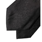 Dolce & Gabbana Black Paisley Woven Silk Adjustable Women Necktie Tie