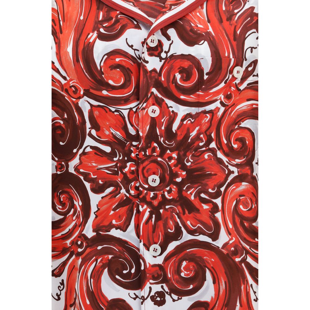 Red Silk Pattern Shirt