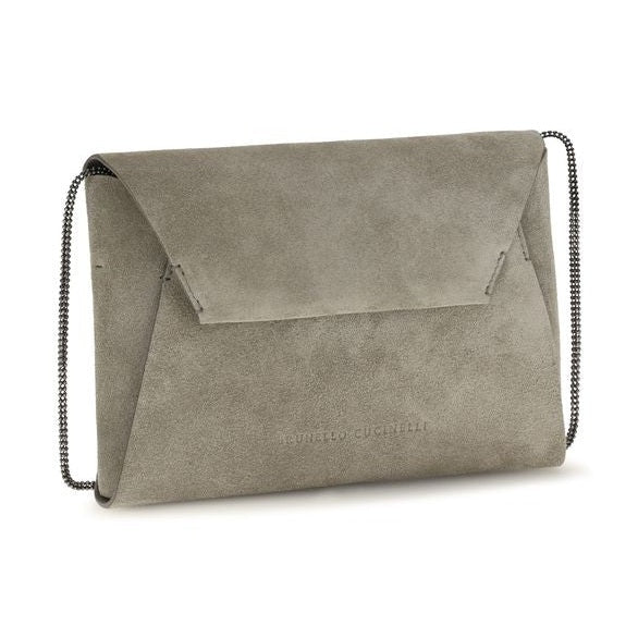 Brunello Cucinelli Gray Calf Leather Bos Taurus Shoulder Bag