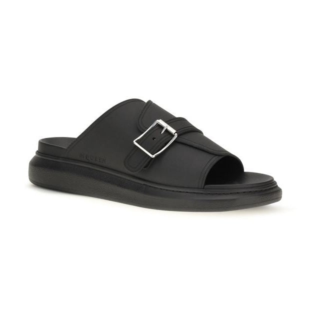 Alexander McQueen Black Calf Leather Bos Taurus Platform Sandals