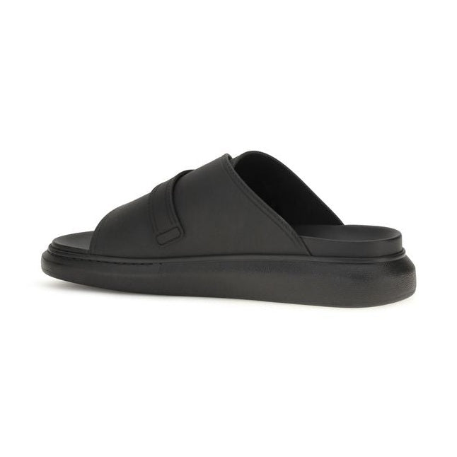 Alexander McQueen Black Calf Leather Bos Taurus Platform Sandals