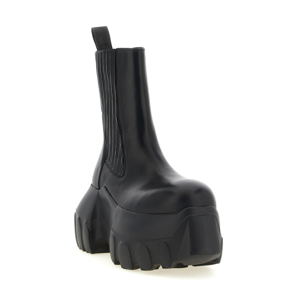 Rick Owens Black Ramie Ankle Boots