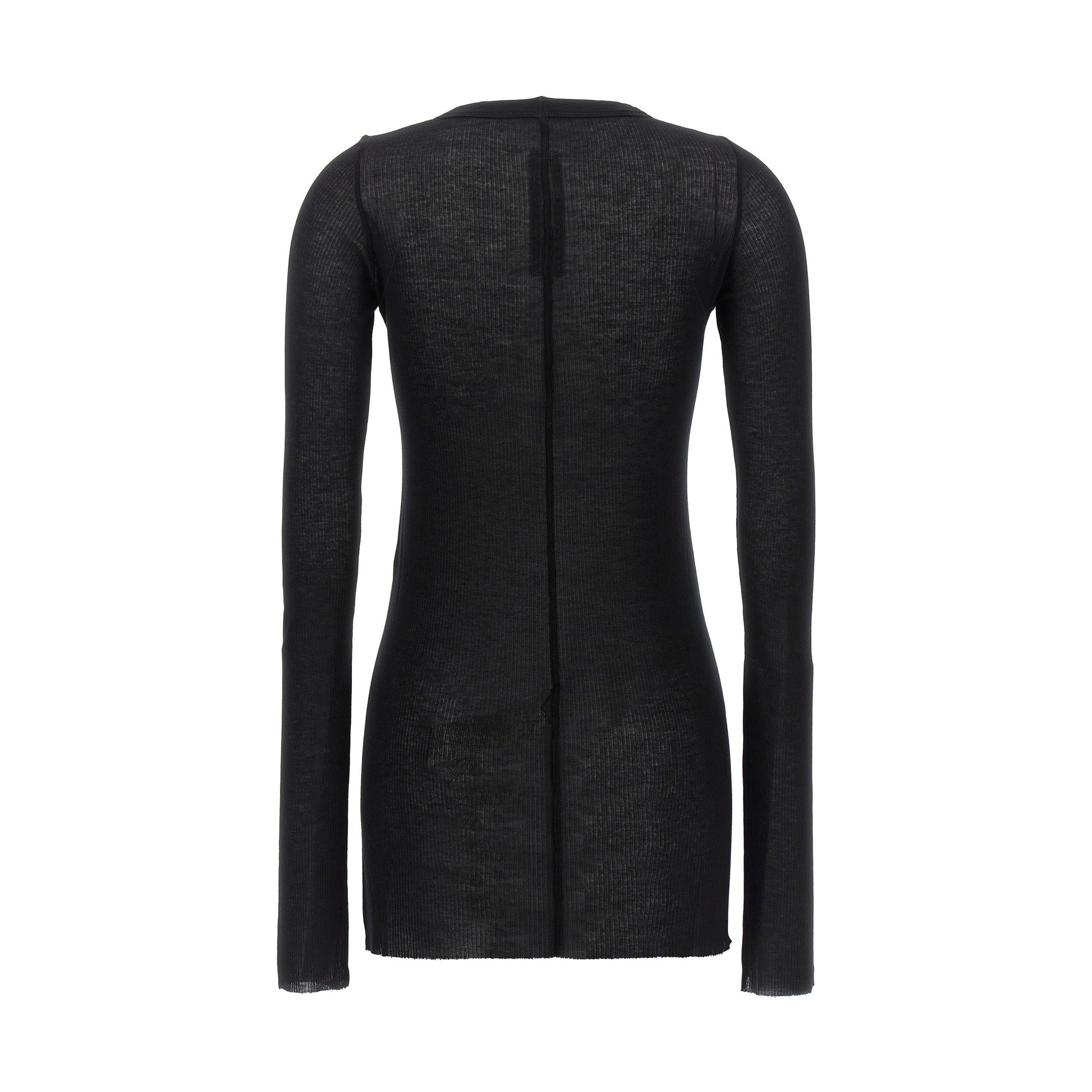 Rick Owens Black Viscose Long Sleeve T-Shirt